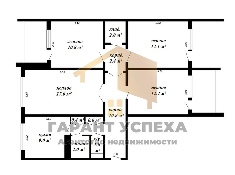 Квартира 4 комнаты 87 м² Брест, Беларусь