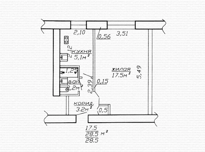 1 bedroom apartment 29 m² Babruysk, Belarus