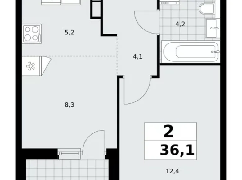 Wohnung 2 Zimmer 36 m² Moskau, Russland