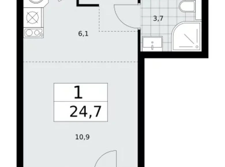 Wohnung 1 Zimmer 25 m² poselenie Sosenskoe, Russland