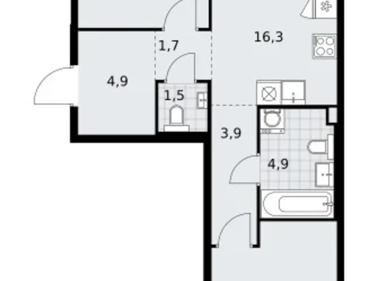 Appartement 2 chambres 59 m² Troïtsk, Russie