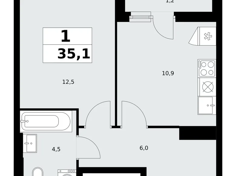 Wohnung 1 Zimmer 35 m² poselenie Sosenskoe, Russland