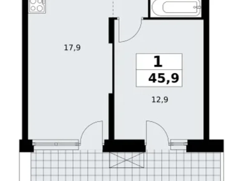 1 room apartment 46 m² poselenie Sosenskoe, Russia