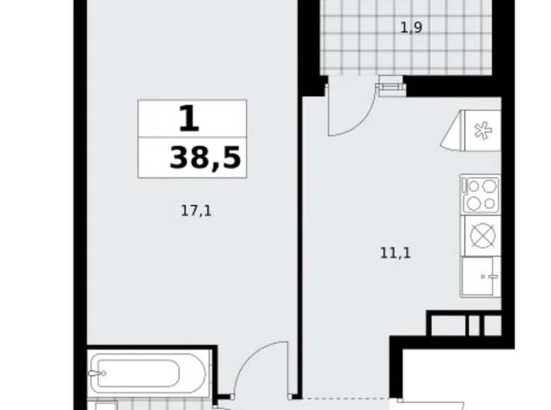 1 room apartment 39 m² poselenie Sosenskoe, Russia