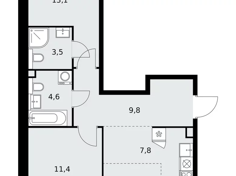 Appartement 3 chambres 62 m² poselenie Sosenskoe, Fédération de Russie