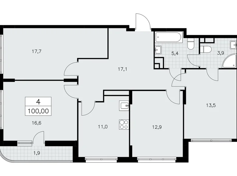 Mieszkanie 4 pokoi 100 m² Moskwa, Rosja