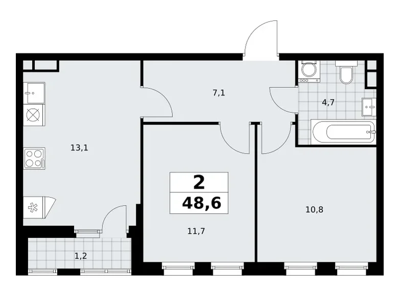 Wohnung 2 Zimmer 49 m² Südwestlicher Verwaltungsbezirk, Russland