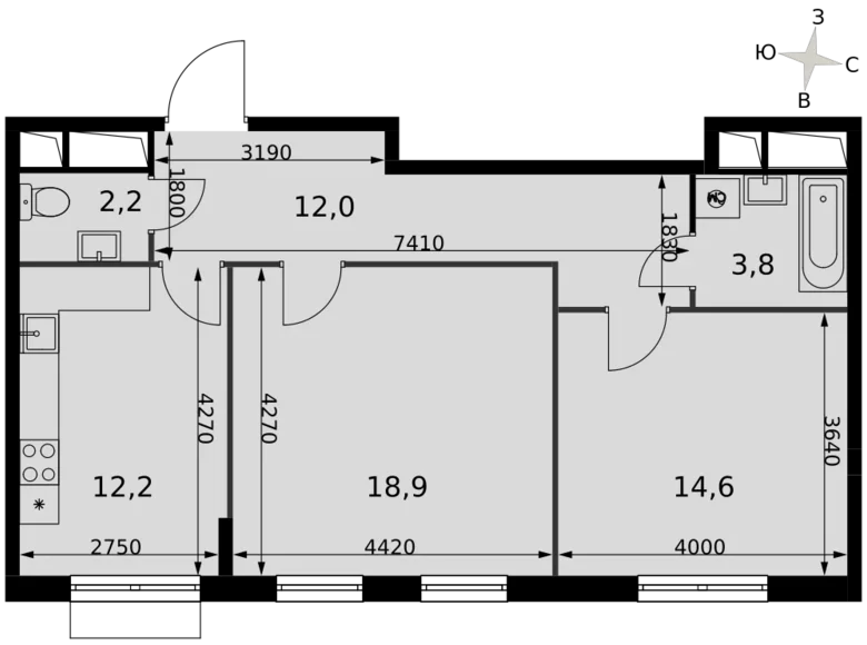 Apartamento 2 habitaciones 64 m² Razvilka, Rusia