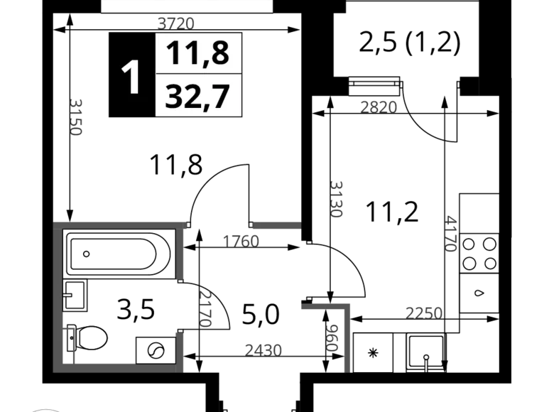 Appartement 1 chambre 33 m² Khimki, Fédération de Russie