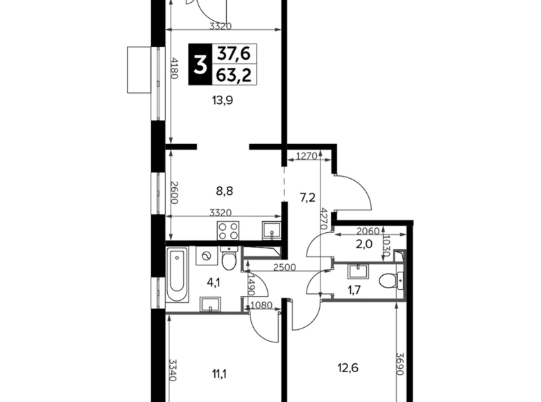 Wohnung 3 zimmer 63 m² Leninsky District, Russland