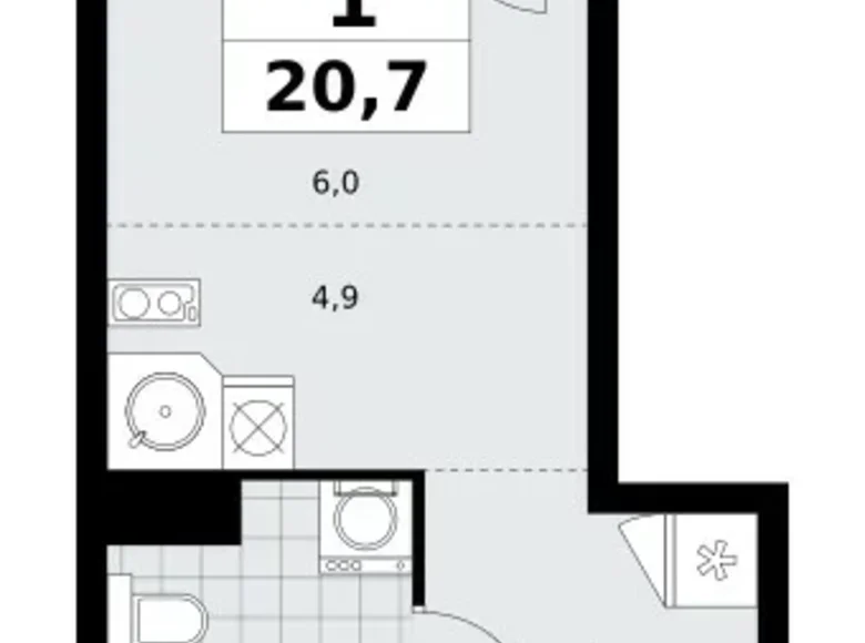 Apartamento 1 habitación 21 m² poselenie Sosenskoe, Rusia