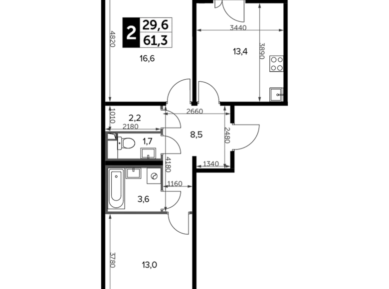 Apartamento 2 habitaciones 62 m² Leninsky District, Rusia