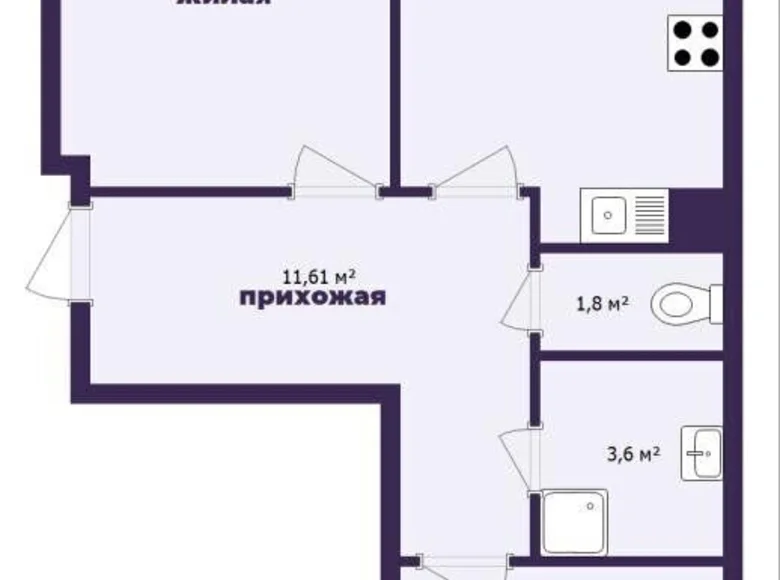 Квартира 2 комнаты 66 м² Колодищи, Беларусь