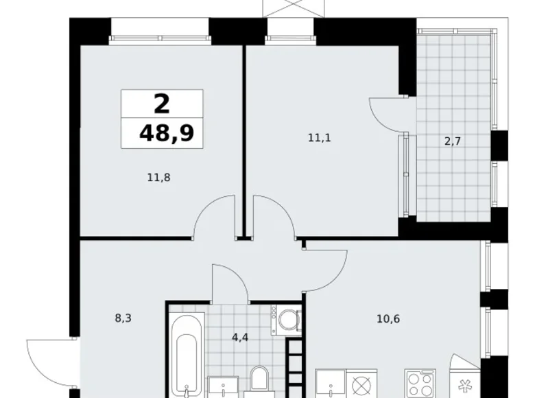 Apartamento 2 habitaciones 49 m² poselenie Sosenskoe, Rusia