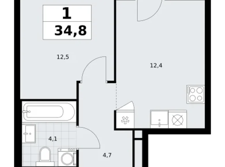 Apartamento 1 habitación 35 m² Postnikovo, Rusia