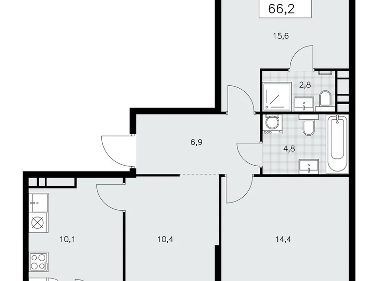 Apartamento 3 habitaciones 66 m² poselenie Sosenskoe, Rusia