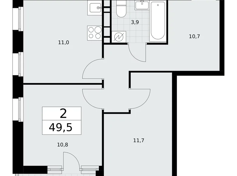 Mieszkanie 2 pokoi 50 m² Postnikovo, Rosja