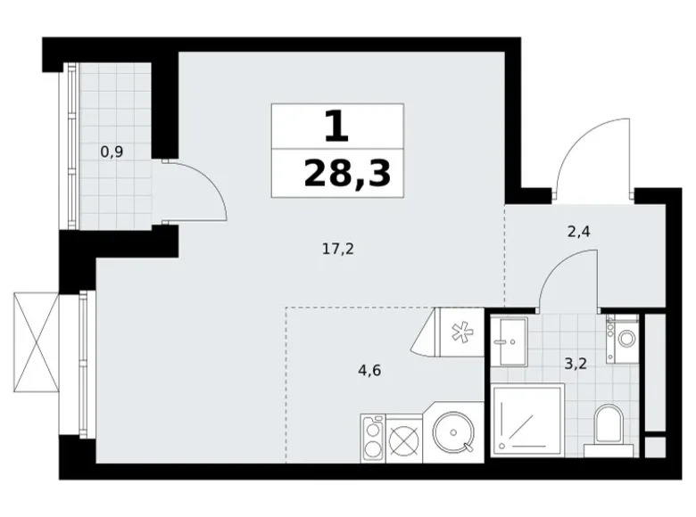 Appartement 1 chambre 28 m² Postnikovo, Fédération de Russie