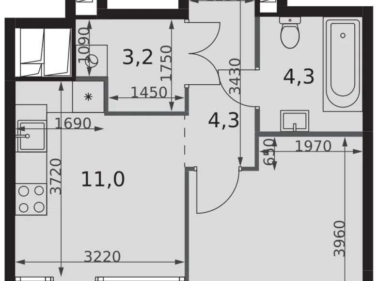 Apartamento 1 habitación 39 m² North-Western Administrative Okrug, Rusia