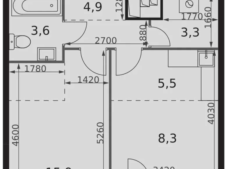 Appartement 1 chambre 43 m² Moscou, Russie