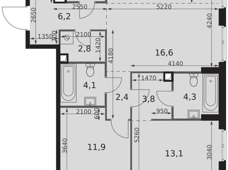 Appartement 3 chambres 74 m² Moscou, Russie