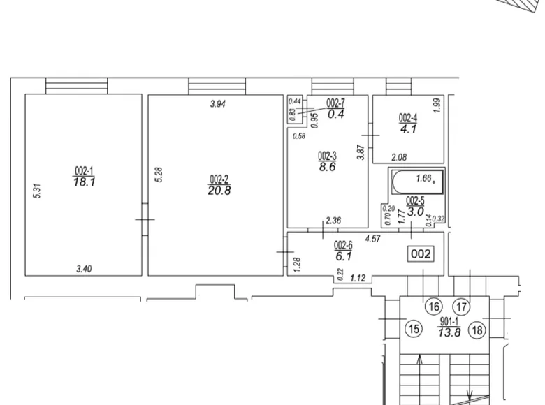 Квартира 2 комнаты 61 м² Рига, Латвия