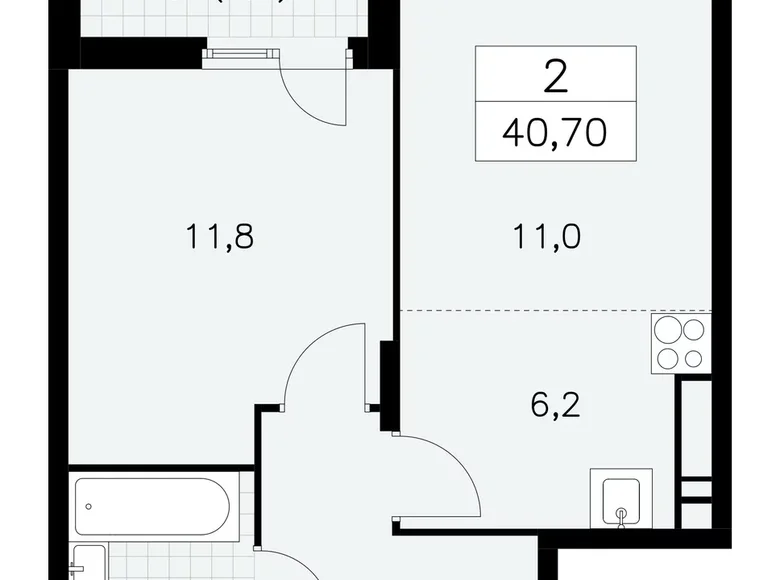 Mieszkanie 2 pokoi 41 m² Moskwa, Rosja