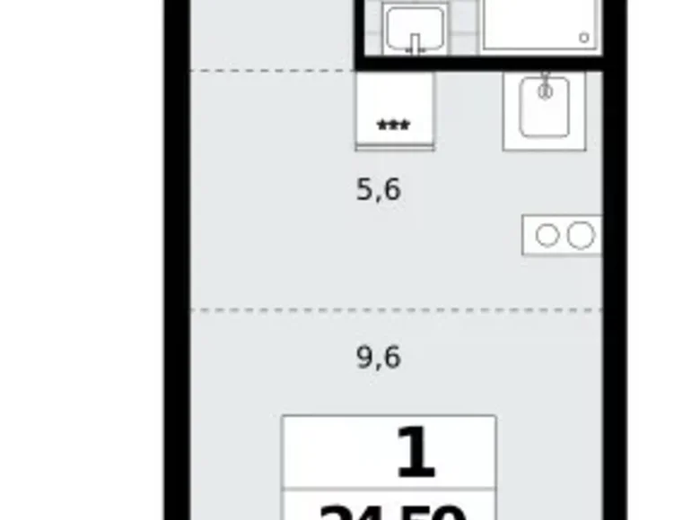 Квартира 1 комната 25 м² Северный административный округ, Россия