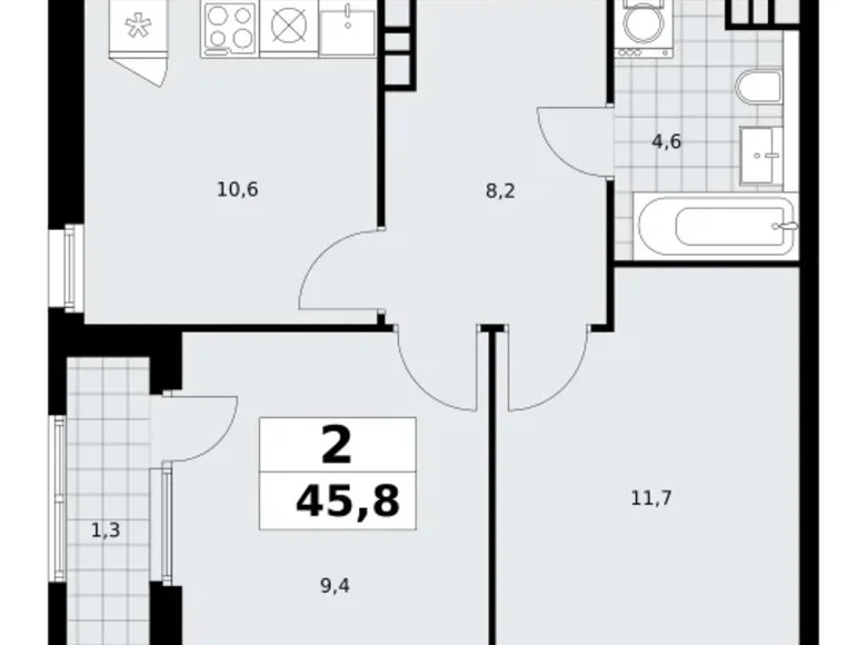 Mieszkanie 2 pokoi 46 m² South-Western Administrative Okrug, Rosja