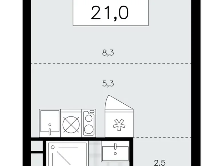 Wohnung 1 Zimmer 21 m² poselenie Sosenskoe, Russland