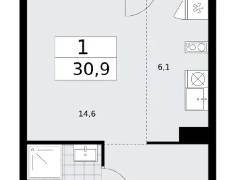 Mieszkanie 1 pokój 31 m² Troick, Rosja