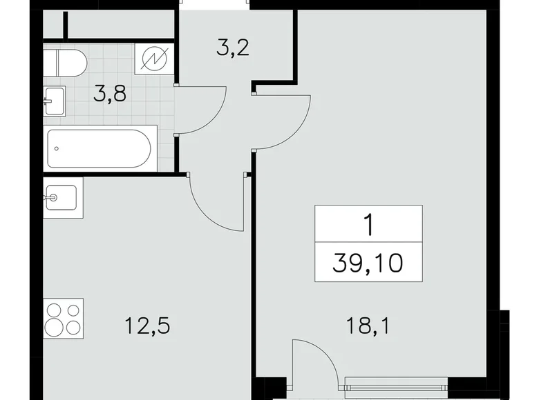 Mieszkanie 1 pokój 39 m² South-Western Administrative Okrug, Rosja