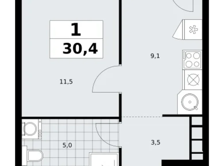 Appartement 1 chambre 30 m² South-Western Administrative Okrug, Fédération de Russie