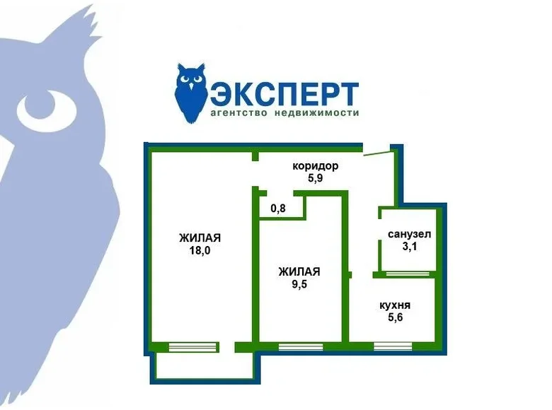 2 room apartment 43 m² Minsk, Belarus