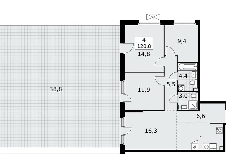 Квартира 4 комнаты 121 м² Москва, Россия