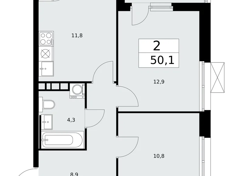 Mieszkanie 2 pokoi 50 m² Moskwa, Rosja