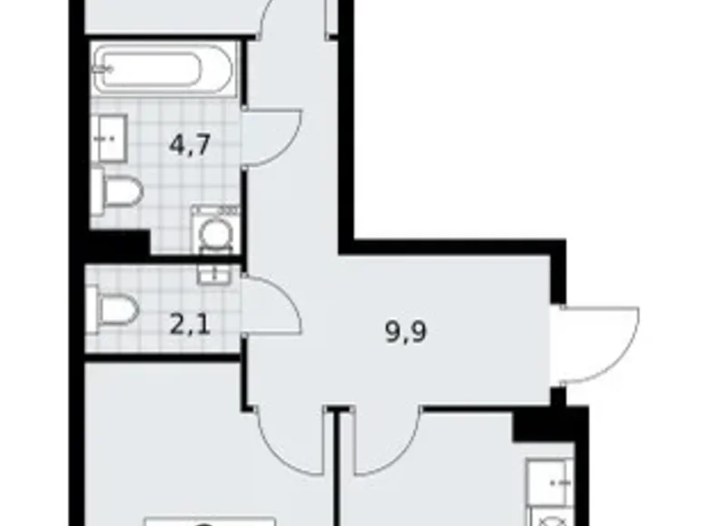 Wohnung 2 zimmer 57 m² Troizk, Russland