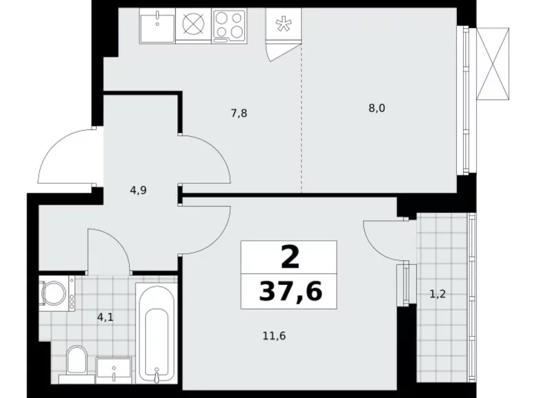 Wohnung 2 Zimmer 38 m² poselenie Sosenskoe, Russland