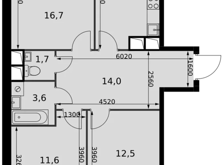 Mieszkanie 3 pokoi 74 m² Razvilka, Rosja