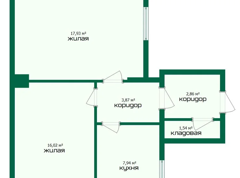 Квартира 2 комнаты 52 м² Барановичи, Беларусь