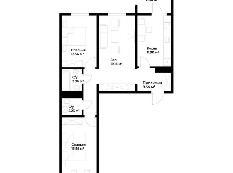 Квартира 3 комнаты 77 м² Шайхантаурский район, Узбекистан