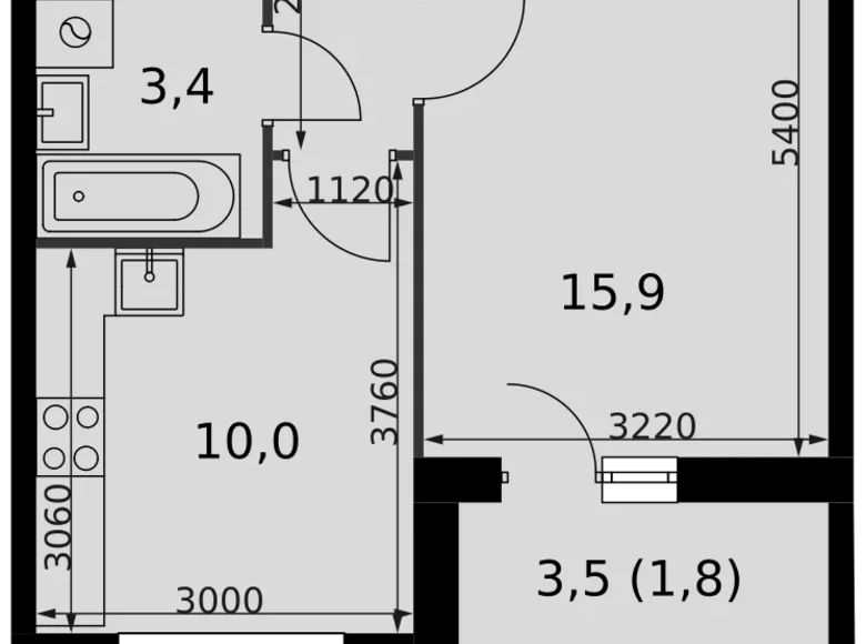 Appartement 1 chambre 39 m² Razvilka, Fédération de Russie