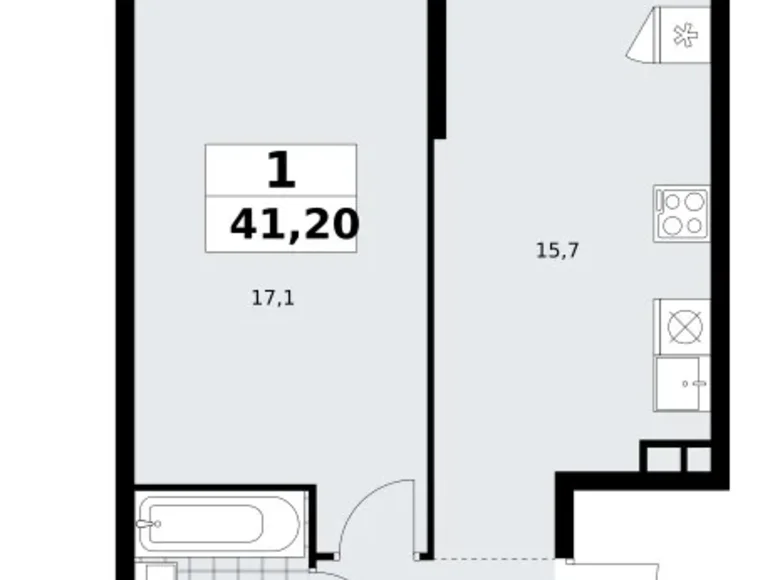 Mieszkanie 1 pokój 41 m² poselenie Sosenskoe, Rosja