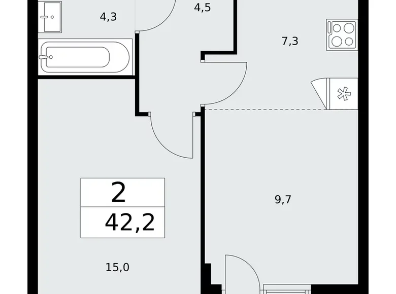 Appartement 2 chambres 42 m² poselenie Sosenskoe, Fédération de Russie