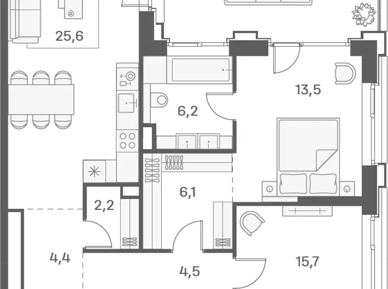 2 bedroom apartment 90 m² Moscow, Russia