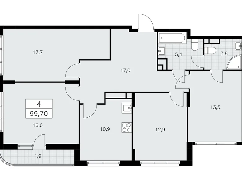 Appartement 4 chambres 100 m² Moscou, Fédération de Russie