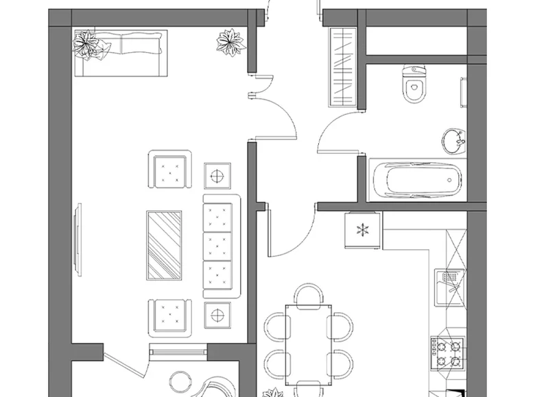 Квартира 1 комната 47 м² Ташкент, Узбекистан