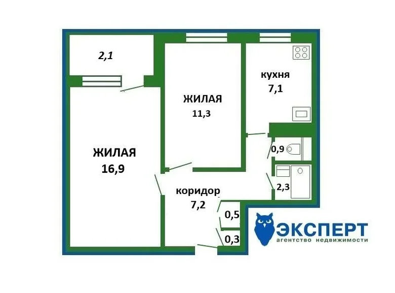 2 room apartment 47 m² Minsk, Belarus