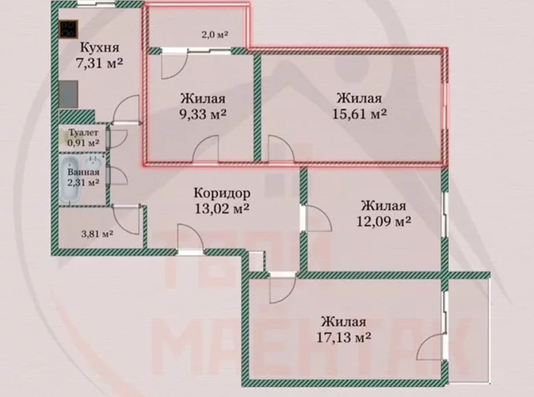 Apartment 86 m² Minsk, Belarus