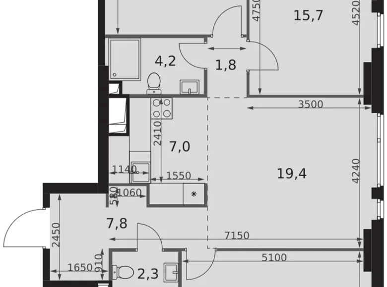 4 room apartment 91 m² Moscow, Russia